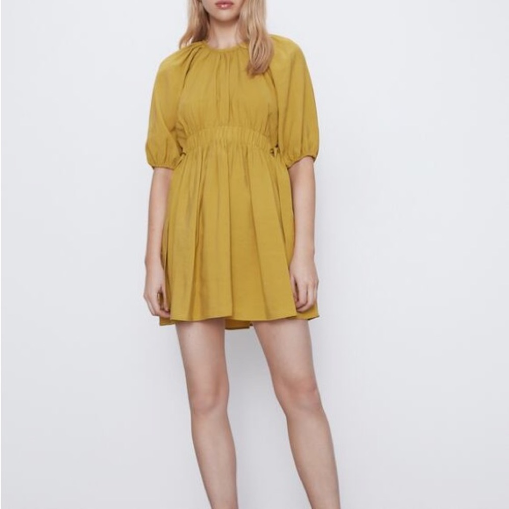 Mustard mini babydoll dress